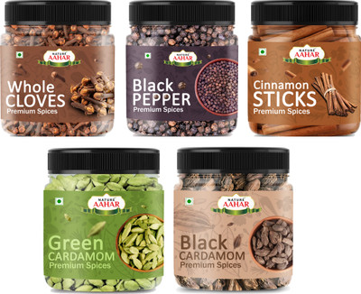 Nature Aahar Spice Combo(Black Pepper+Clove+Cinnamon+Black Cardamom+Green Cardamom)(5 x 50 g)(250 g)