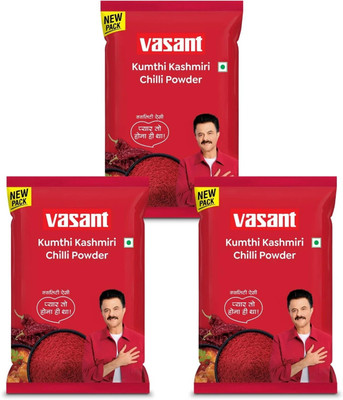 VASANT Kumthi Kashmiri Chilli Powder 300Gm Combo - Pack of 3|Each 100Gm, Spices Masala(3 x 33.33 g)