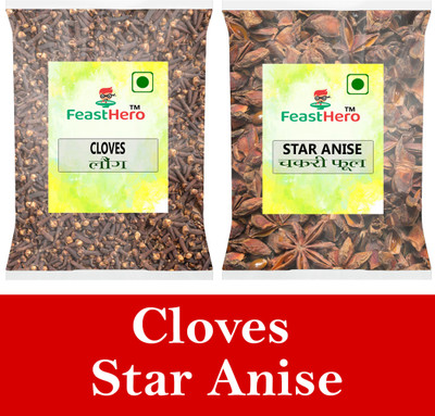 Feasthero Masale 200g Whole Spice Combo Pack Cloves Star Anise 100g Each pack of 2(2 x 100 g)