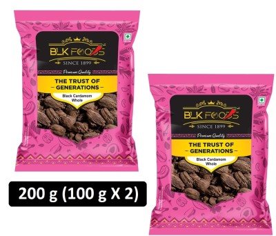 BLK FOODS Select Black Cardamom Whole (Badi Elaichi Sabut) 200g (2 X 100g)(2 x 100 g)