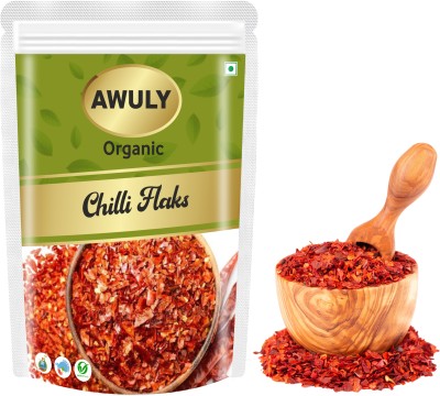 AWULY Organic Hot Red Dry Chilli Flakes Sprinkle| Peppery with Active Crushed Kashmiri(250 g)