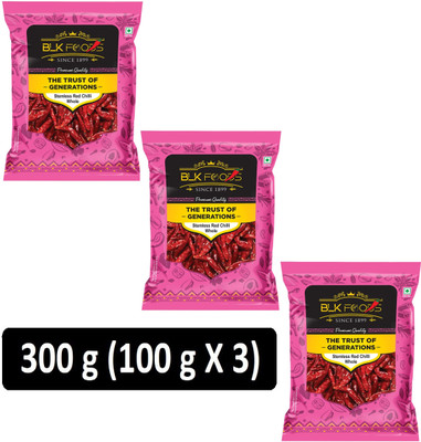 BLK FOODS Select Stemless Red Chilli Whole (Lal Mirch Sabut) 300g(3 x 100 g)