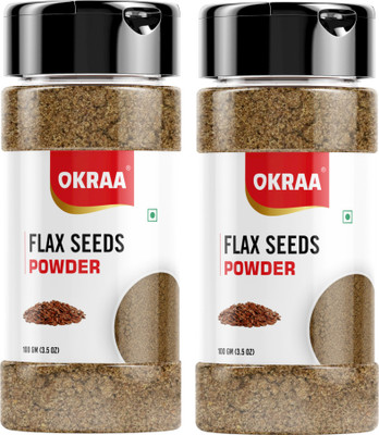 OKRAA Flax Seed Powder | Organic Pure & Natural (Alsi) Each Of 2 - 200 GM(2 x 100 g)