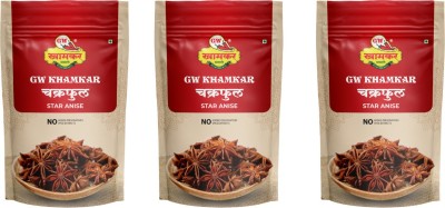 GW Khamkar Chakraful Tukdi/ Chakra Phool/ Star Anise Whole300 grams, Pack of 3(100g each)(3 x 100 g)