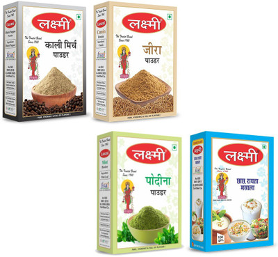 LAXMI Combo- Jeera Powder100Gm Pudina 100Gm Chhas Masala 100 Gm Black Pepper 100 Gm(4 x 100 g)