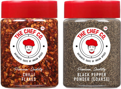 The Chef Co Chilli Flakes and Black Pepper Coarse Combo - Pack Of 2(2 x 125 g)