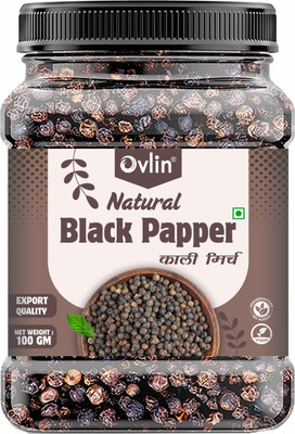 Ovlin Black Pepper | Whole Kaali Mirch | Preservatives Free | Hygienically Packed(100 g)
