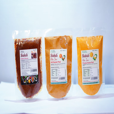Siaksh Garlic Chutney And Phutana Karam Podi With Idli Karam Podi 100g Each X Pack Of 3(3 x 100 g)