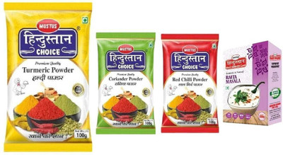 Mustus Hindustan choice Masala Combo – Turmeric, Coriander, Red Chilli Powder & Raita Masala(4-in-1 Set)(4 x 100 g)