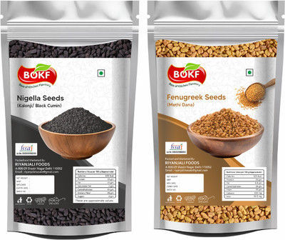 BOKF Pack Of Fenugreek & Nigella Seeds ( Kalonji & Methi Dana ) Each Of 100g(2 x 100 g)