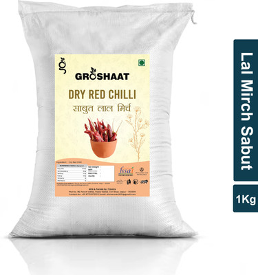 Groshaat Lal Mirch Sabut (Red Chilli Whole)- 1Kg Pack(1 kg)