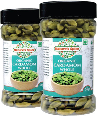 Nature's Spice Organic Green Cardamom Whole (Chhoti Elaichi) - 100 Grams, Combo Pack of 2(2 x 50 g)