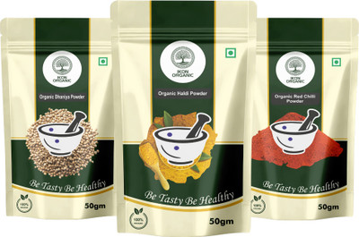 IKON Organic Kitchen Spices Combo Pack of 3|Organic Coriander,Turmeric,Red chilli Powder(3 x 50 g)