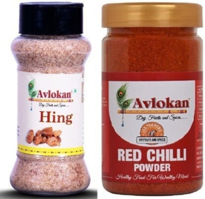 Avlokan NP-Natural Compounded Hing Powder & Red Chilli Powder Pack of 2,(2 x 100 g)(2 x 100 g)