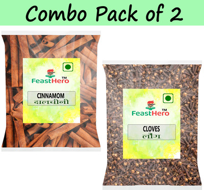 Feasthero Whole Spices Combo Pack of 2 |Cinnamon Stick & Laung 200g Each Packet|(2 x 200 g)