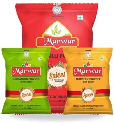 Marwar Red Chilli powder- 200g | Turmeric& Coriander Powder-100g Each | Combo Pack Of 3(3 x 133.33 g)