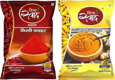 Divya Swad Spice Pack of (100 g) Turmeric Powder & (200 g) Chilli Powder | Pack of 2(2 x 150 g)