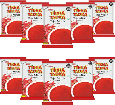Pushp Brand Tikha Tadka Chilli / Mirch Powder Extra Spicy for Sabzi,Dal Fry,Everyday Cooking(10 x 0.2 kg)