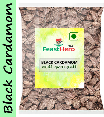 Feasthero Black Cardamom Whole | 50 g | Kali Elaichi | No Added Colours Or Preservatives(50 g)