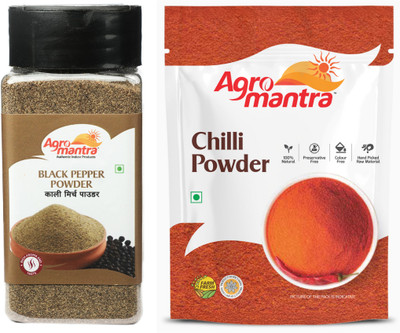 Agro Mantra Combo of Black Pepper Powder 100gm & Red Chilli Powder 100gm(2 x 100 g)