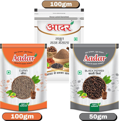 AADAR Whole Spice Trio Sabut Garam + Cumin + Black Pepper(3 x 83.33 g)