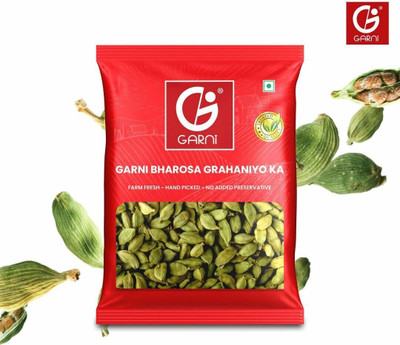 GARNI Foods Whole Green Cardamom | Hari Elachi | 6-7mm | Fresh & Fragrant |(50 g)