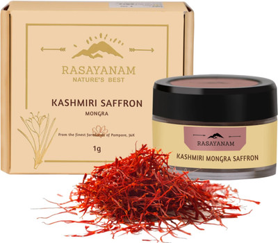 Rasayanam Pure Original Kashmiri Saffron/Kesar/ Kumkum 1gm| Ideal for Pooja & Pregnancy(1 g)