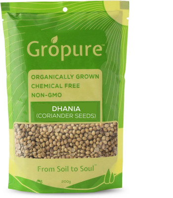 Gropure Organic Dhania (Coriander Seeds), 200g(200 g)
