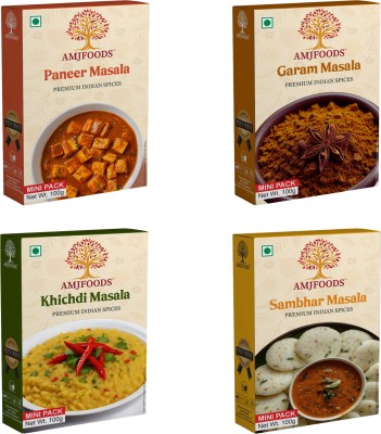 amjfoods Pack of 4 Paneer Masala, Khichdi Masala, Garam Masala, Sambhar Masala(4 x 100 g)