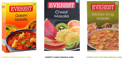 EVEREST GARAM MASALA,CHAAT MASALA,KITCHEN KING MASALA(3 x 100 g)