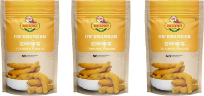 GW Khamkar Halkund/ Haldi Whole/ Turmeric Finger/Turmeric Stick| Aakha Halad 1Kg, Pack of 3(3 x 1 kg)