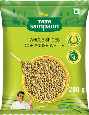 Tata Sampann Coriander Whole (Dhaniya), Whole Spices, Natural Oils*, Rich Aroma,(200 g)
