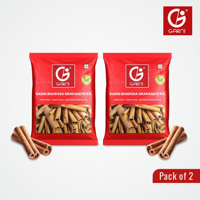 GARNI Cinnamon Stick (Dalchini)-Natural & Unpolished | Real Ceylon(2 x 50 g)