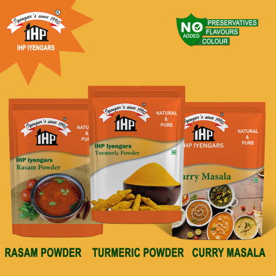 IHP Iyengars Turmeric Powder 200G Curry Masala 200G & Rasam Powder 200G(3 x 200 g)