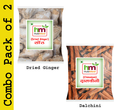 Hubmeal Whole Spices Combo Pack of 2 |Dried Ginger & Dalchini 25gm Each Packet|(2 x 25 g)