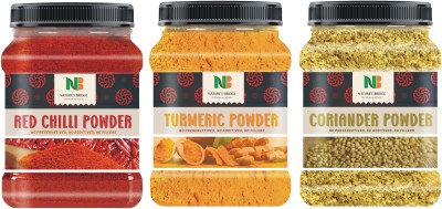 Nature's Bridge Organic Red Chilli Powder | Coriander Powder | Turmeric Powder - 400 Gm x 3 Jar(3 x 0.4 kg)