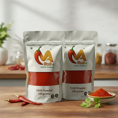 MA FOODS Premium Chilli Powder with No Artificial Colour or Preservatives Added 100gX2(2 x 100 g)