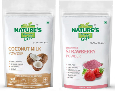 Nature's Precious Gift Coconut Milk Powder & Strawberry Powder - 100 GM Each(2 x 100 g)