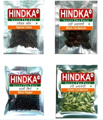 HINDKA Green Cardamom, Black Cardamom, Black Pepper, Clove Combo of 4 items (25g each)(4 x 25 g)