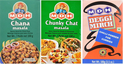 MDH Chana Masala & Deggi Masala & Chunky Chat Masala Combo (100Gm Each)(3 x 100 g)