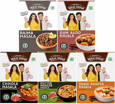 Heeral Wah India Complete Masale Rajma, Dum Aloo, Chhole, Mutter Paneer, and Shahi Paneer Masala- (5 X 50 g)(5 x 50 g)