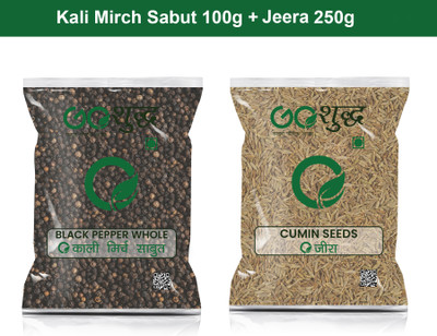 Goshudh Jeera 250gm & Kali Mirch Sabut 100gm Combo Pack 350g(350 g)