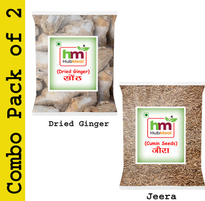 Hubmeal Whole Spices Combo Pack of 2 |Dried Ginger & Jeera 50gm Each Packet|(2 x 50 g)
