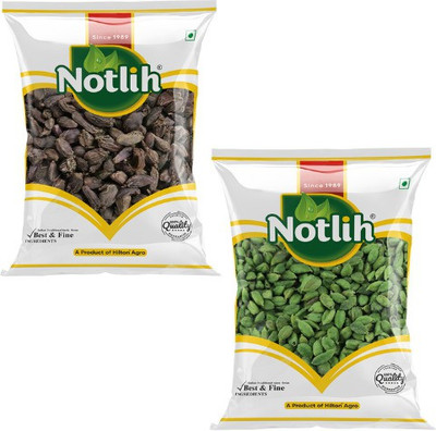 Notlih Black Elaichi 100gm Green Elaichi 100gm Combo Pack(2 x 100 g)