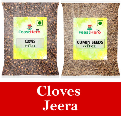 Feasthero Masale 100g Whole Spice Combo Pack Cloves Jeera 50g Each pack of 2(2 x 50 g)
