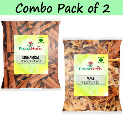 Feasthero Whole Spices Combo Pack of 2 |Cinnamon Stick & Mace 200g Each Packet|(2 x 200 g)