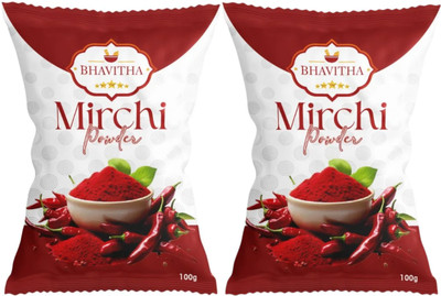 Bhavitha Red Chilli Powder, Natural Lal Mirchi Powder | No Added Flavours and Colours(2 x 100 g)