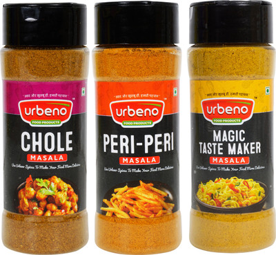 Urbeno Natural & Pure Chole, Peri Peri And Magic Taste Maker Masala Combo( Pack of 3 )(3 x 50 g)
