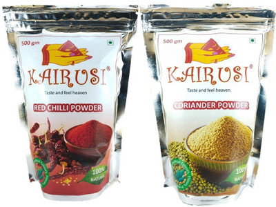 KAIRUSI Red Chilli Powder and Coriander Powder Combo Pack(2 x 0.5 kg)