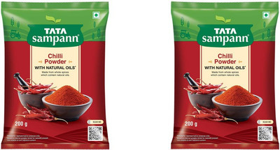 Tata SAMPANN RED CHILLI POWDER WITH NATURAL OILS 400 GRAMS PACK OF 2(2 x 200 g)